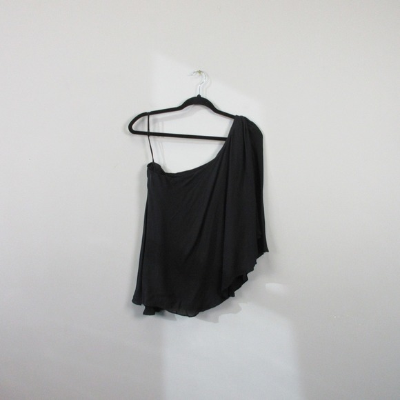 Alice and Olivia Air One Shoulder Blouse Top Women S Black 100% Silk Y2K 162 - Picture 1 of 11